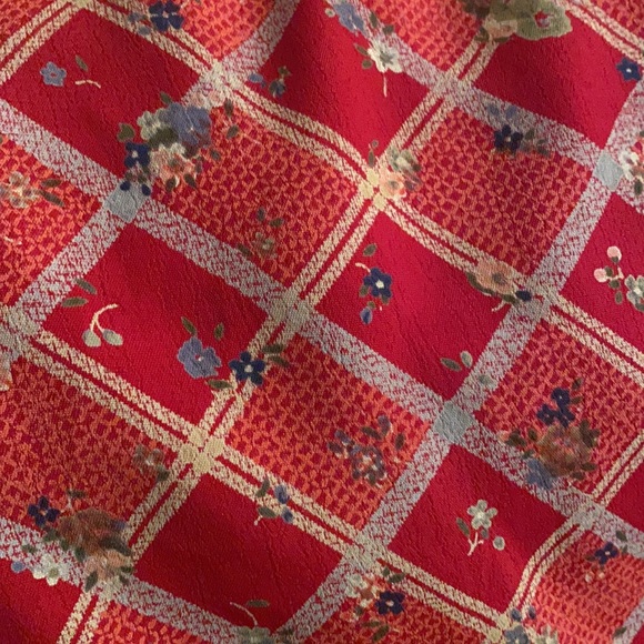 Free People Rayon Red Checkered Floral Skirt 7 - Picture 5 of 5